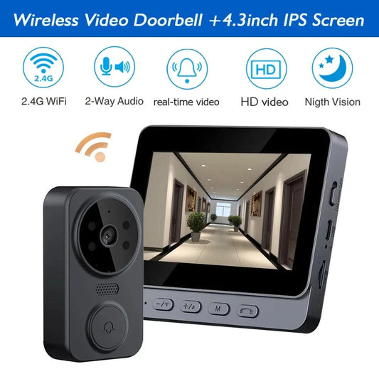 Wireless wireless smart video doorbell,Wireless intercom,Real-time notification,Two-way HD camera,Night vision monitor HD camera