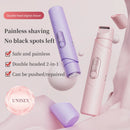 Women's 2-in-1 Dual-Head Electric Razor Painless Bikini Trimmer Wet/Dry Use Detachable Head for Ladies Pubic Hair Shaver