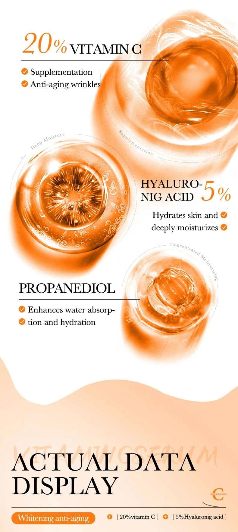 BIOAQUA Vitamin C Retinol Hyaluronic Acid Serum Moisturizing Brightening Hydrating Firming Facial Essence Beauty Face Skin Care - M & M Global