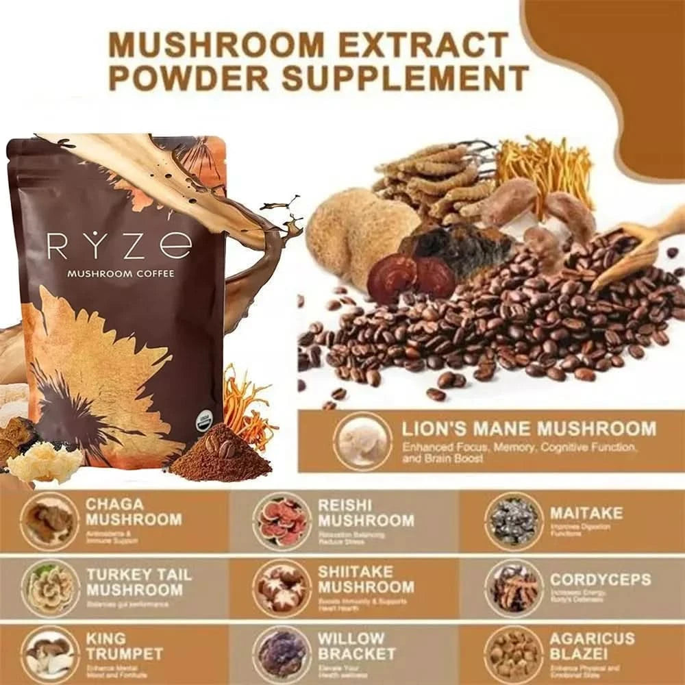 Organic Mushroom Coffee - Shiitake, Cordyceps, Supports Immune, Focus, Concentration, Stress, Digestion & Energy - 1 Pack - M & M Global