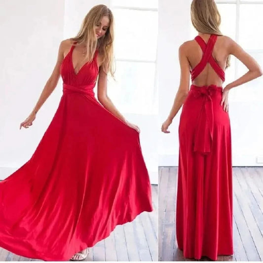 Sexy Women Multiway Wrap Convertible Boho Maxi Club Red Dress Bandage Long Dress Party Bridesmaids Infinity Robe Longue Femme - M & M Global