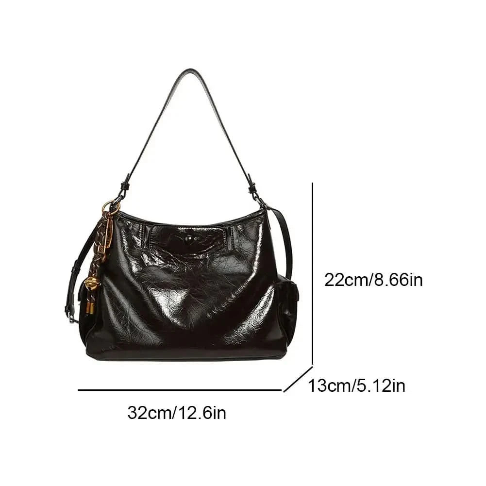 Women Casual Underarm Bag with Pendant Retro Crossbody Bag PU Leather Trendy Tote Bag Travel Shopping Work Date Bag - M & M Global