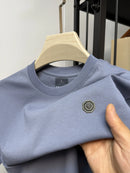 New brand summer men's silk cotton T-shirt designer custom badge design short sleeve fashionable ice silk elastic casual T-shirt