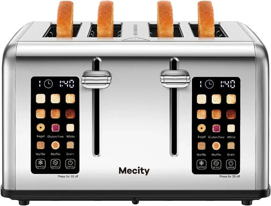4 Slice Toaster with Touch Screen Control, 4 Wide Slots, Stainless Steel Smart Bread Toaster for Bagels, Muffins, Waffles, Dual - M & M Global