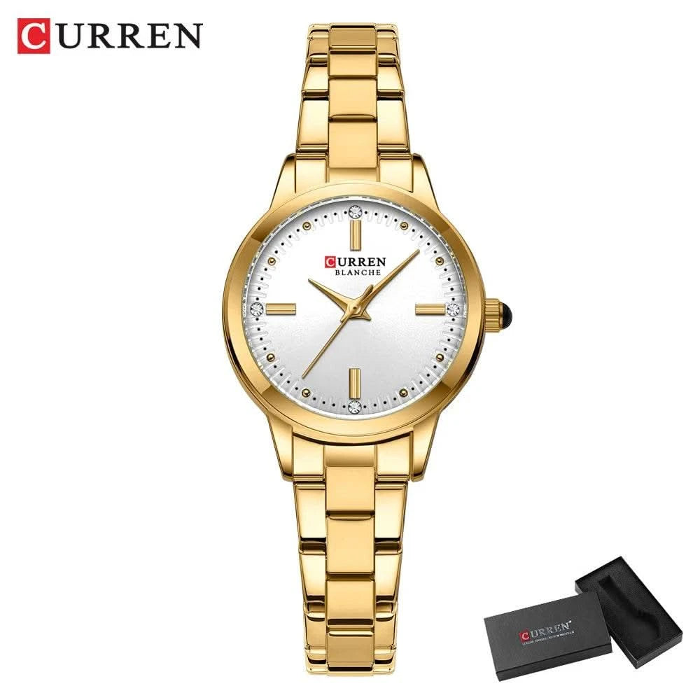 CURREN-Women's Simple Dial Wristwatch, Elegant and Charming Bracelet Quart Watches for Lady, Fashion Brand - M & M Global