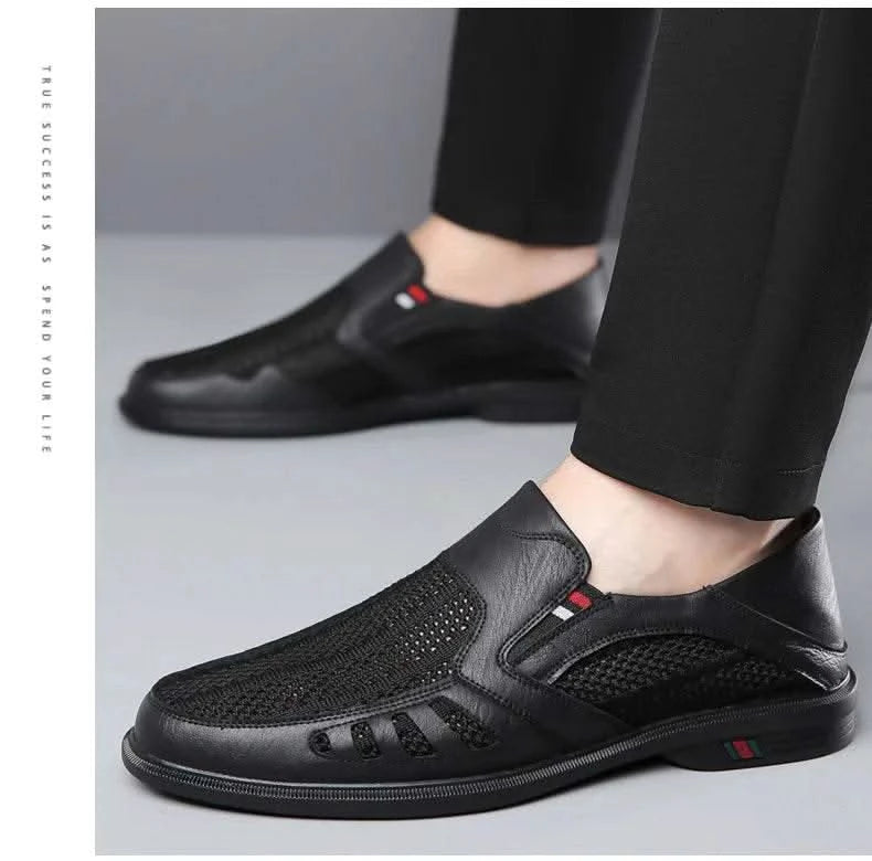 Business Leather Shoes For Men Summer British Style Hight Quality Casual White Leather Shoes Male Slip On Men Loafer Comfortable - M & M Global