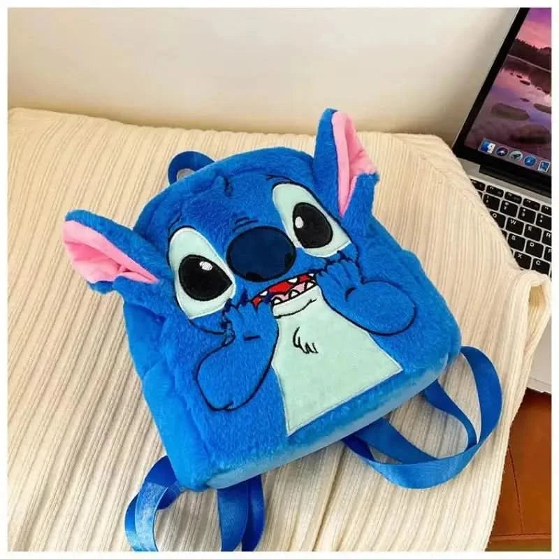 New Disney Plush Backpack Ins Japanese Blue Stitch Funny Cartoon Large-Capacity Student Backpack Kindergarten Bag Child Gift - M & M Global