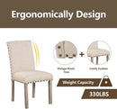 Rustic Dining Table, Farmhouse Kitchen Dining Chairs , Charming 60" Rectangular Wooden Table& Upholstered