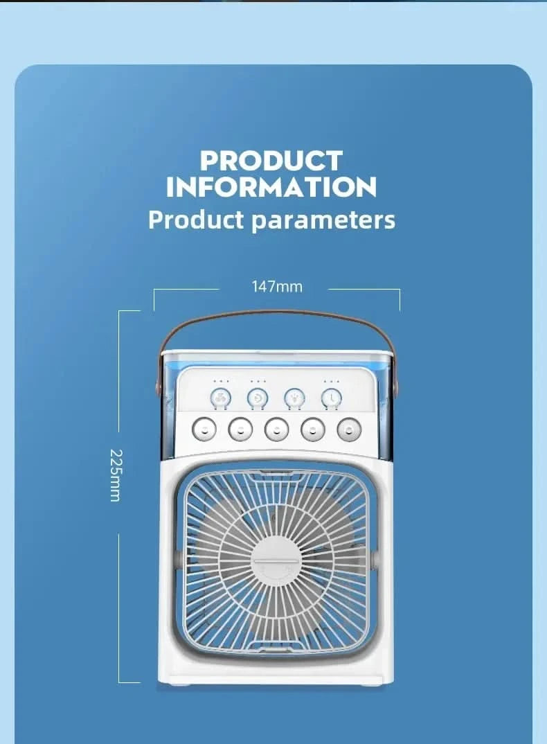 Portable 3 in 1 Mini AC Air Cooler Fan Humidifier with LED Light for Home Office Bedroom Camping Cooling - M & M Global