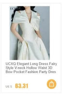 UCXQ Elegant Long Dress Fairy Style Stand Up Collar Lantern Sleeves Splicing Waist Fashion Dresses Women 2025 Spring Autumn 1351 - M & M Global