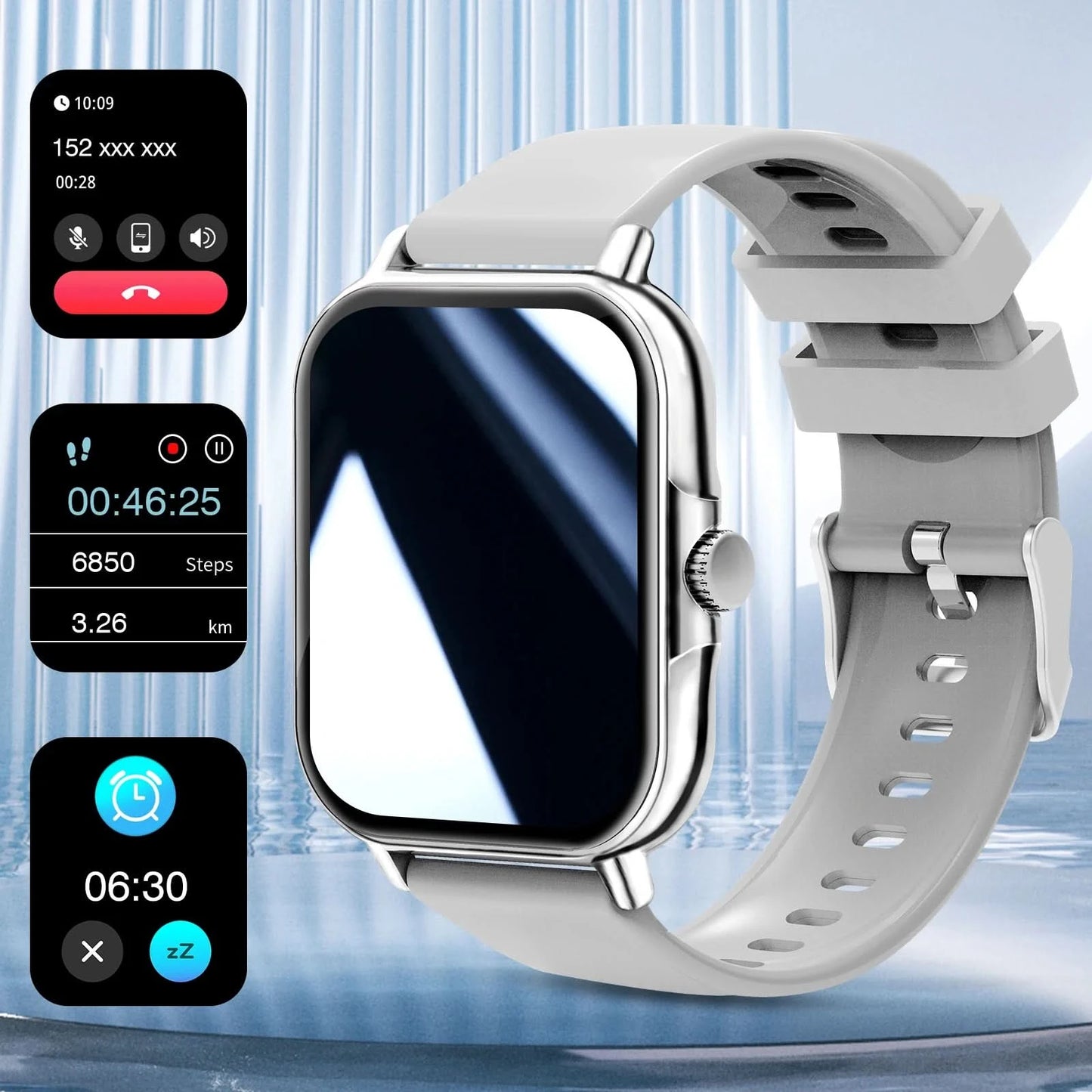 2.01-inch screen smart watch, call reminder, message display, music control and other functions, compatible with iPhone/Android