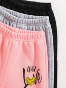 Children's clothing, girls' autumn casual knitted sports pants, 3 pairs of pants set