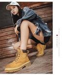 Boots Men High Top Boots High Quality Women Leather Shoes Fashion Outdoor Sneakers Men Lace Up Non-Slip Ankle Boots for Couple - M & M Global