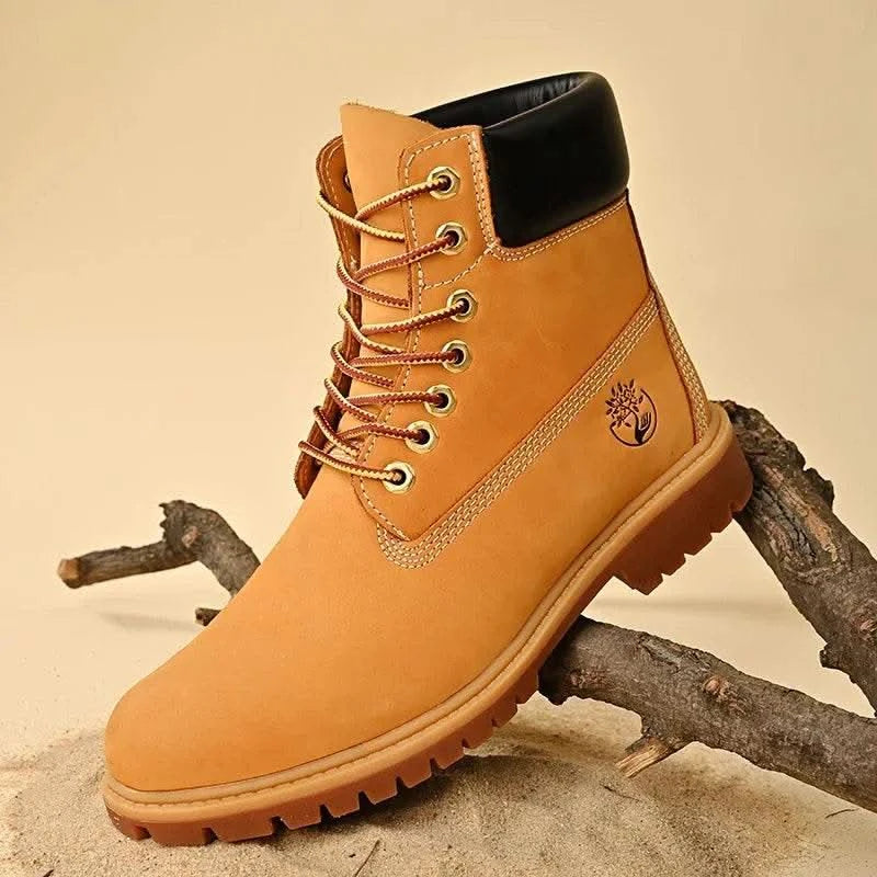 Boots Men High Top Boots High Quality Women Leather Shoes Fashion Outdoor Sneakers Men Lace Up Non-Slip Ankle Boots for Couple - M & M Global