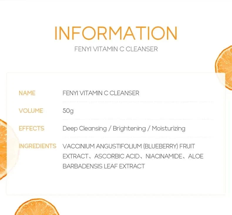 Vitamin C Facial Cleanser Skin Cleansing Moisturizing  Blackhead Remove Skincare Face Wash Foam Face Cleanser 50g - M & M Global