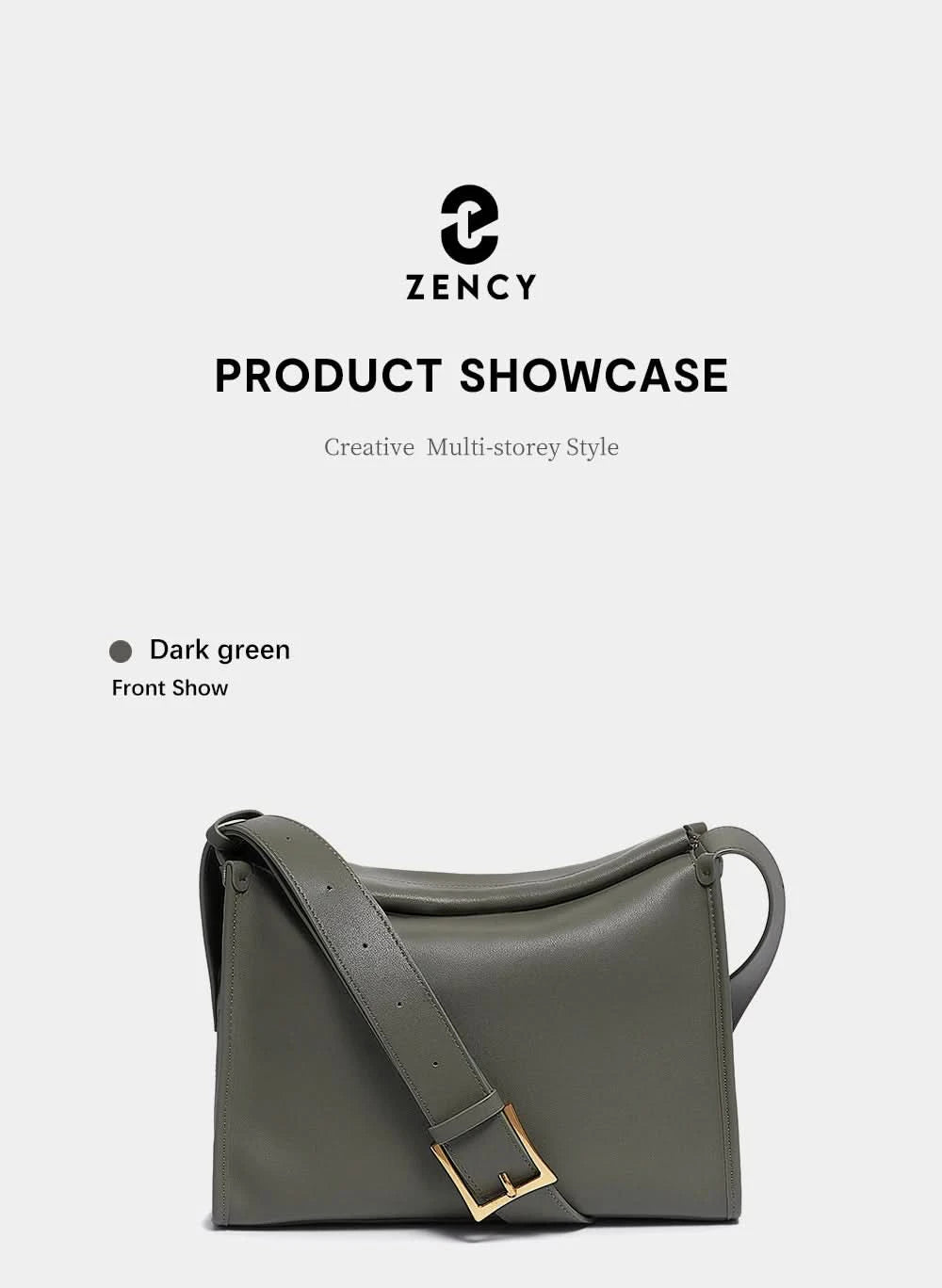 Zency Women's Messenger Bag Soft Genuine Leather Crossbody Bag Satchel Large Capacity Pockets Designer Dark Green Handbag - M & M Global