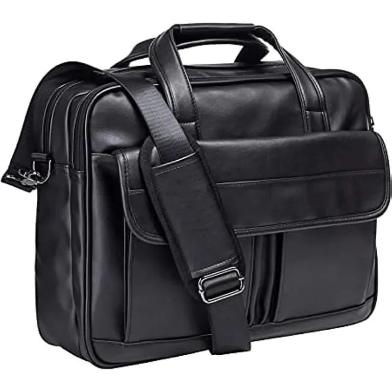 Vintage Messenger Bag for Men 17 Inch Laptop Briefcase Multi Pocket Faux Leather Shoulder Bag Business Crossbody Bag Travel - M & M Global