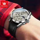 OLEVS Original Watch Leather Strap Moon Phase Luminous Quartz Watches for Man Waterproof Calendar Business Trend Wristwatch - M & M Global