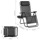 JHK Zero Gravity Set of 2 Portable Recliner Camping Patio Outdoor Garden Lounge Chair with Cup Holder Trays Adjustable Pillow
