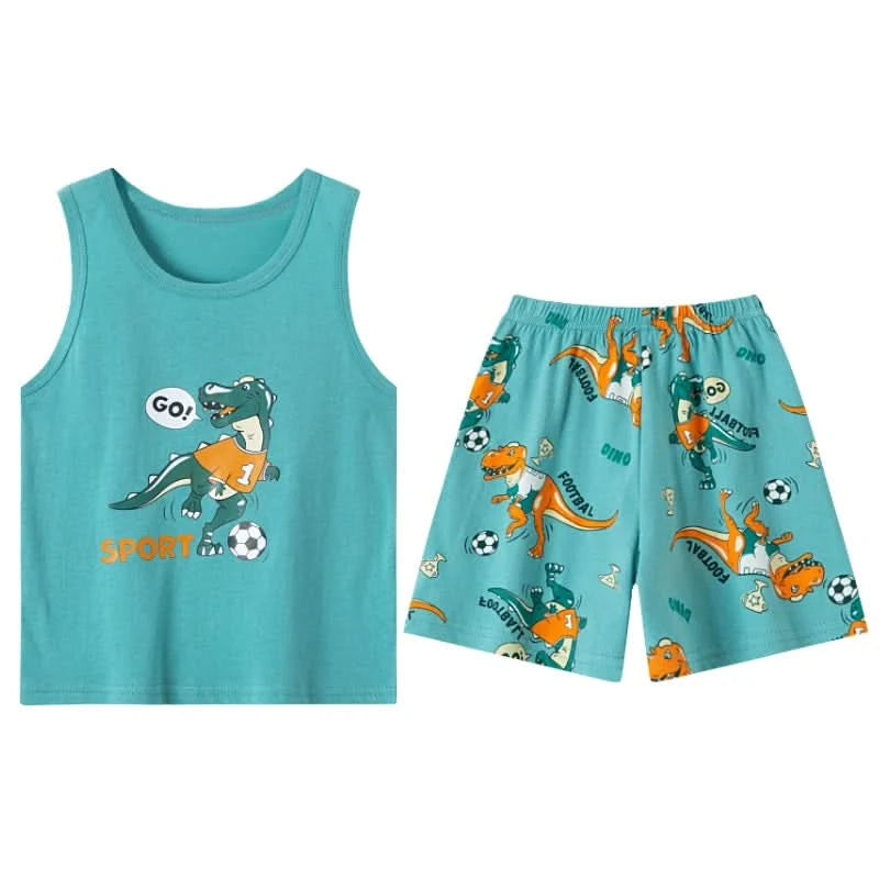 Summer CHILDREN'S Cotton Vest Set Cute Pineapple Boys and Girls Sports Casual Clothes - M & M Global