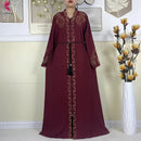 New Muslim Abayas For Women Long Sleeved Dress Dubai Lady Elegant Long Dress Islam Clothing African Abaya Loose Robe With Turban - M & M Global