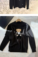 2025s Holiday Metallic Bear Sweater Cashmere Knit Pullover Autumn Winter Long Sleeve Women Knitwear Top Coat Relaxed Fit Clothes
