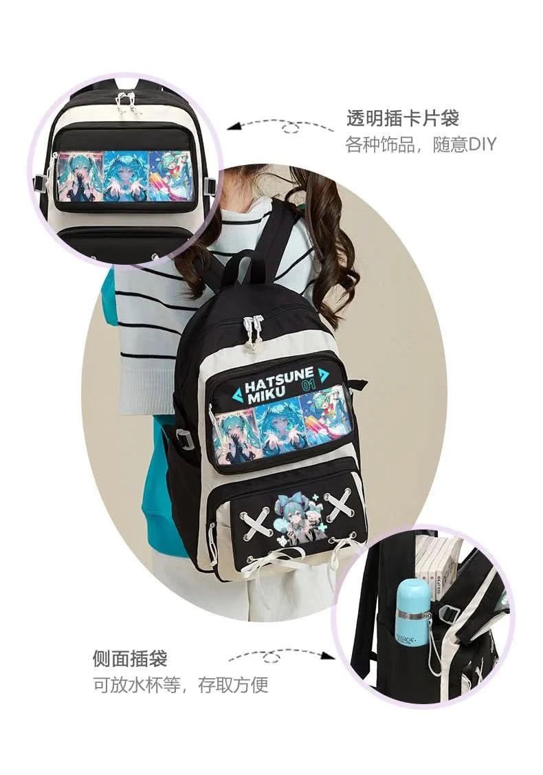 Miku Future School Backpack for Girls 2025 New Fashion Print Youth Pain Bag Large Capacity Backpack for School - M & M Global