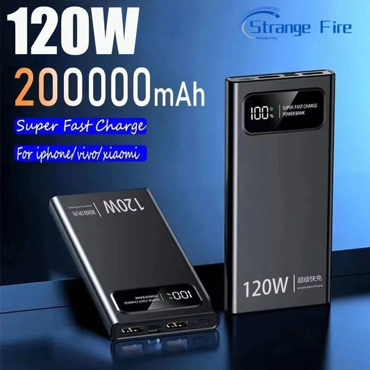 200000mAh Portable Power Bank External Battery High-capacity 120W Super Fast Charging LED Digital Display For Phone Durable Hot - M & M Global