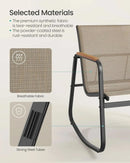 3-Piece Patio Set. Garden Conversation. 2 Rocking Chairs, Table. Steel Frame. Breathable Fabric. Yellowish Brown. UGGF0027K01.