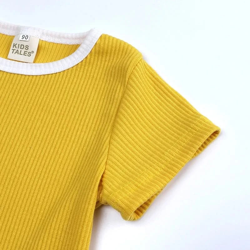2025 New Style Baby Boy Clothes Sets For Children Kids Girls Clothes Ribbed Solid Cotton Short Sleeve Tee＋Pants Toddler Clothing - M & M Global