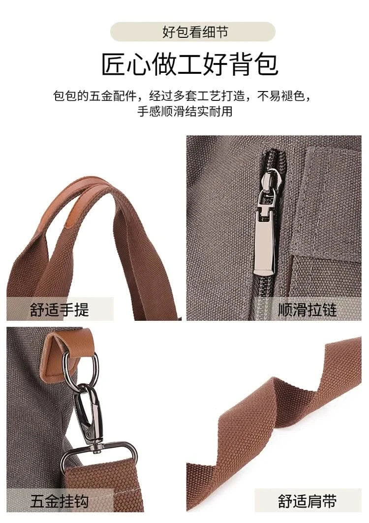 Cross-border large-capacity canvas women's bag, casual cross-body bag, Korean-style fashionable tote bag, simple handbag, new st - M & M Global