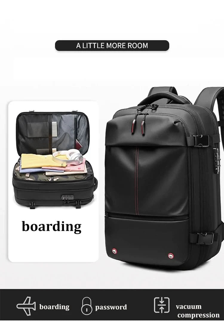 Travel Men 17 inch Laptop Backpack vacuum compression Backpack Business Large Capacity school Backpack expand outdoor backpack - M & M Global