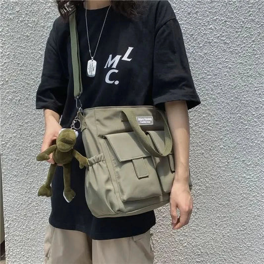 Waterproof Shoulder Bag Women's Multi Pocket Nylon Messenger Bag Preppy Canvas Handbag Women - M & M Global