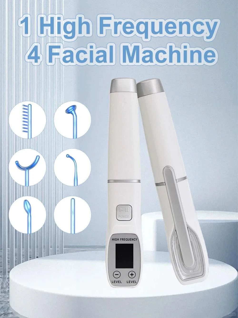 Blue High Frequency Facial Machine Screen Display Neon Electro Therapy Wand Glass Tube Anti Acne Spot Remove Skin Care Device - M & M Global