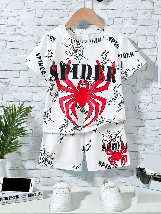 The 2025 summer new children's suit 3D digital printed spider children's summer top/shorts is suitable for boys and girls. It is - M & M Global