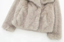 HH Women Elegant Faux Fur Coat Warm Fluffy Loose Long Sleeve Lapel Jacket Autumn Winter Fashion High Street Lady Outerwear
