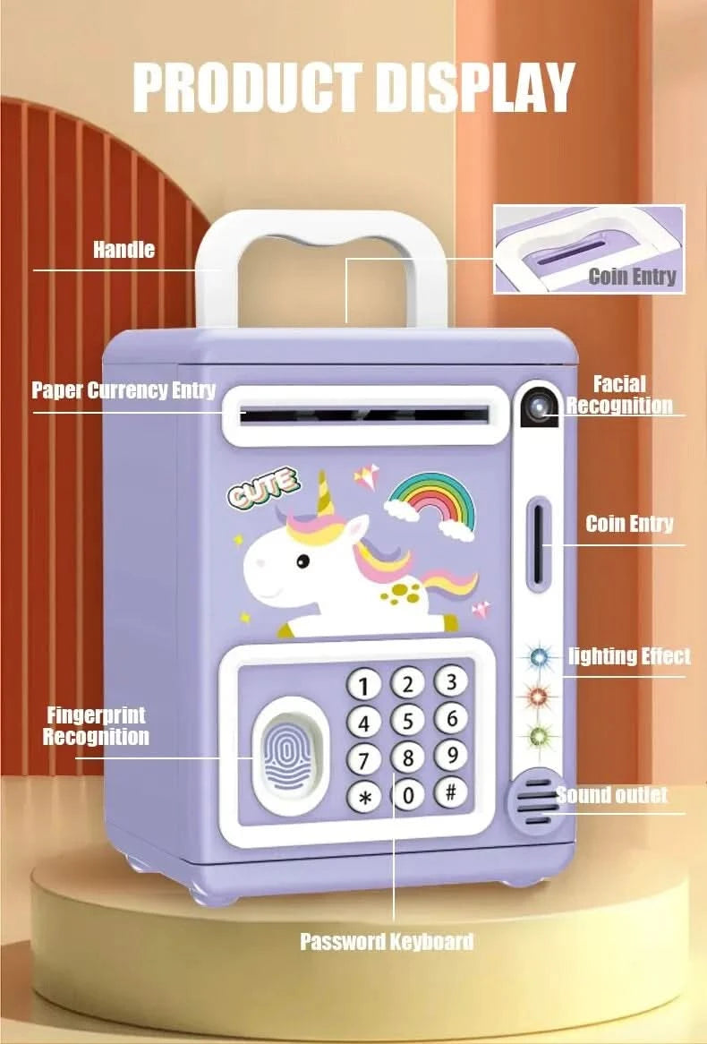 Electronic Savings Tank Automatic Paper Rolling Simulated Facial Fingerprint Recognition Birthday Christmas Thanksgiving Gift - M & M Global