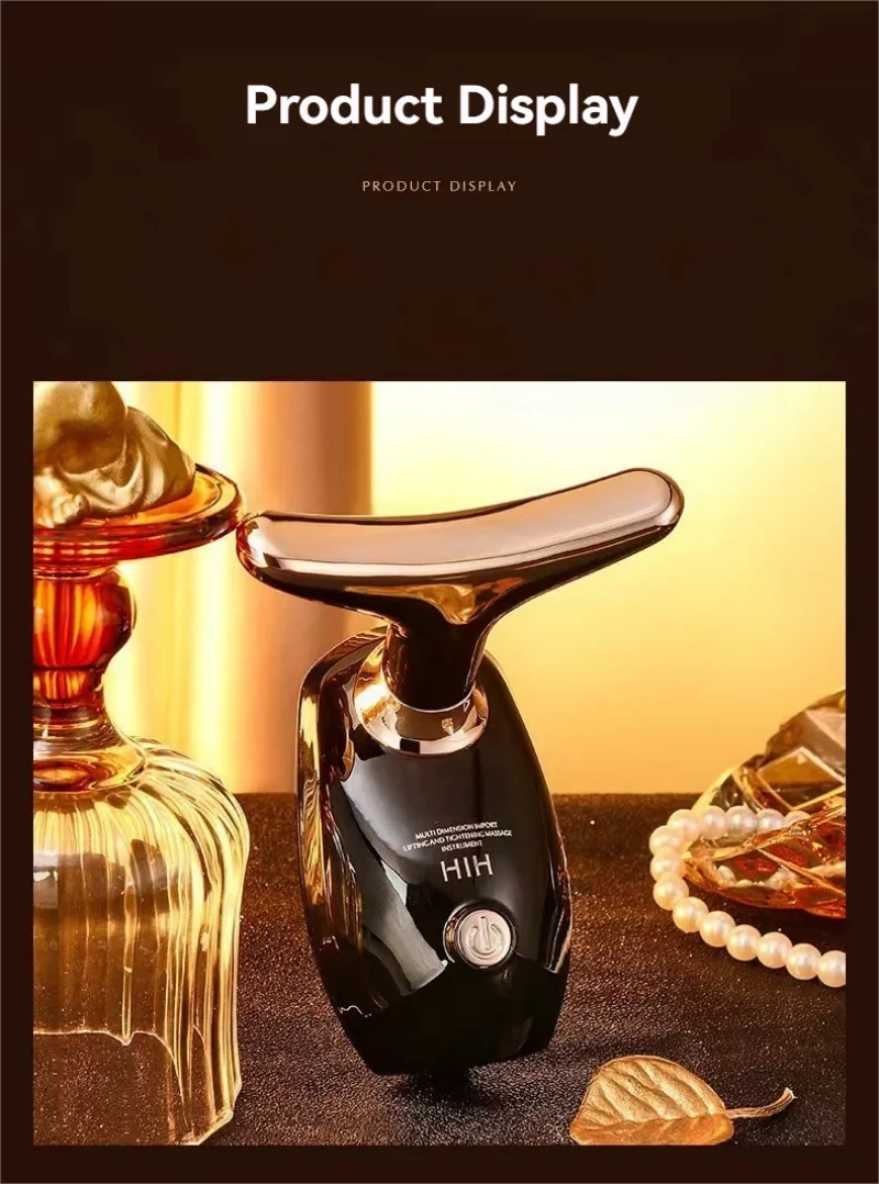 Gold Electric Facial Beauty Instrument Lifting And Firming Facial Eye Massager Household Vibration Ultrasonic Massager - M & M Global