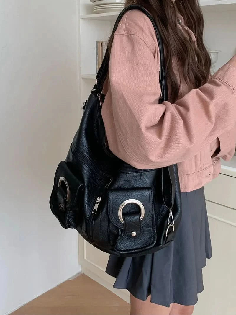 Vintage Women's Bag Leather Multifunctional Shoulder Bag Fashion Ladies Backpack Waterproof Wearable Square Backpacks - M & M Global