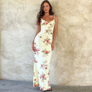 Dulzura Floral Print Strap Midi Dress For Women Bodycon Sexy Party Clothes 2024 Summer Long Dress Y2K Clothes Evening Holiday - M & M Global