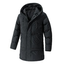 Men Long Parka Fashion Brand Casual Winter Windbreaker Jacket with Hood Coats Fashion Clothing Men All-match Thicken Warm Parkas