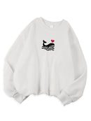 Casual Women's Sweatshirts Kawaii Bow Graphic Prints Pullover Comfortable Warm Oversize Hoodie Autumn Fleece Soft Female Clothes