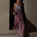 Elegant Sleeveless Off Shoulder Gradient Long Dress Women's Fashion Backless Folds Gala Gowns New Female Irregular Evening Dress - M & M Global