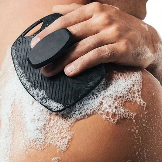 Exfoliating Silicone Cleansing Brush Body Scrubber Cleans Massages Skin Bathroom Accessories Bath Brush Cleanser No Slip Handle - M & M Global