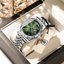 POEDAGAR Fashion High Quality Men Clock Waterproof Date Week Watch For Man Stainless Steel Luxury Quartz Men's Watches Reloj+Box