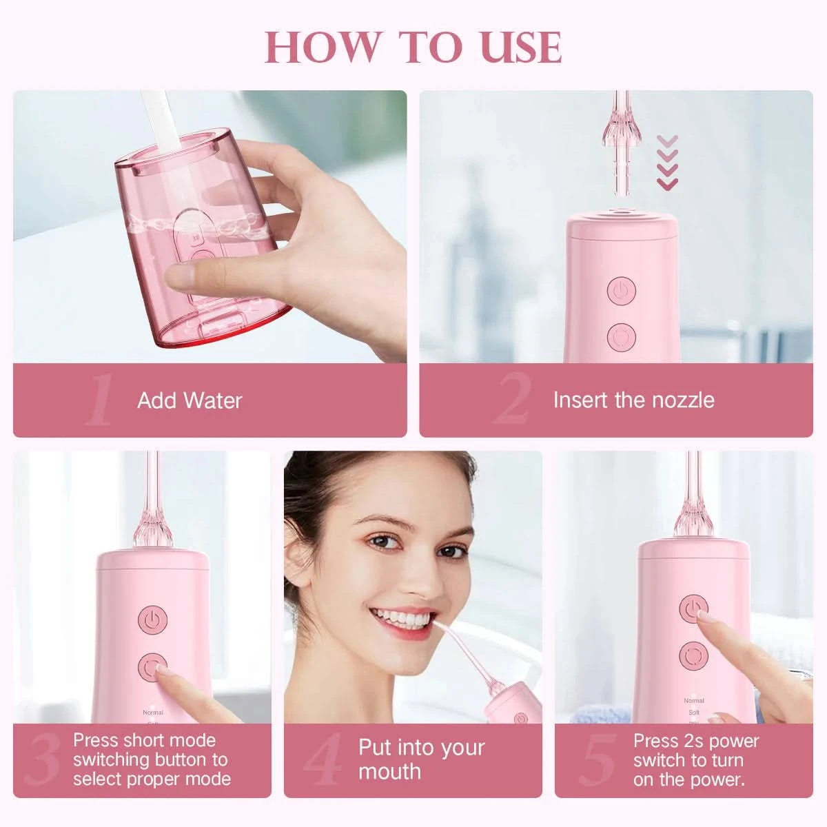 Sejoy CYQ-AOW06 Cordless Electric Water Flossers for Teeth 350ml Water Dental Flosser Portable Oral Irrigator Rechargeable - M & M Global