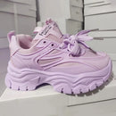 Chunky Fashion Sneakers Comfortable Casual Dad Shoes Lace-Up Walking Shoes Breathable Mesh for Women - M & M Global