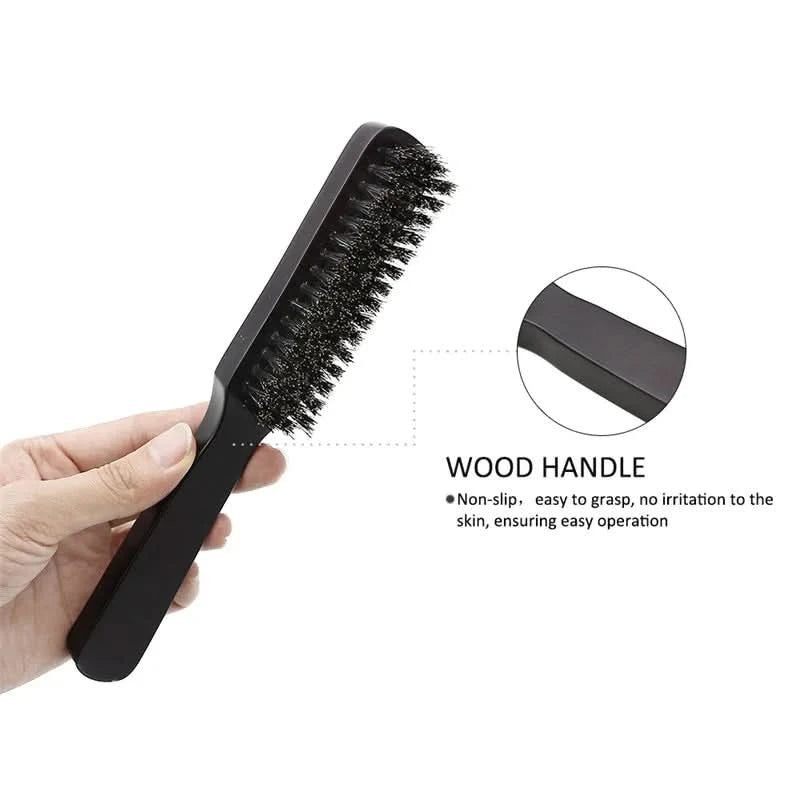 Natural Boar Bristle Beard Brush Men Facial Hair Cleaning Brush Professional Hairbrush Shaving Tools Beard Mustache Brushes - M & M Global