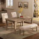 Rustic Dining Table, Farmhouse Kitchen Dining Chairs , Charming 60" Rectangular Wooden Table& Upholstered