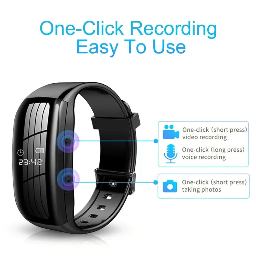 HD Mini Camera Watch 8-256GB Video Voice Recorder Bracelet USB Flash Driver Dictaphone Noise Reduce Sound Recording Wristband - M & M Global
